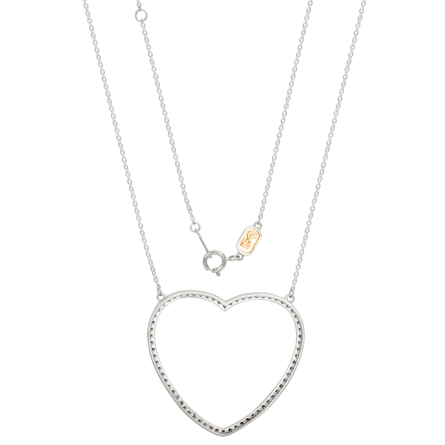 Suzy Levian 14K White Gold & .70cttw Diamond Large Heart Pendant