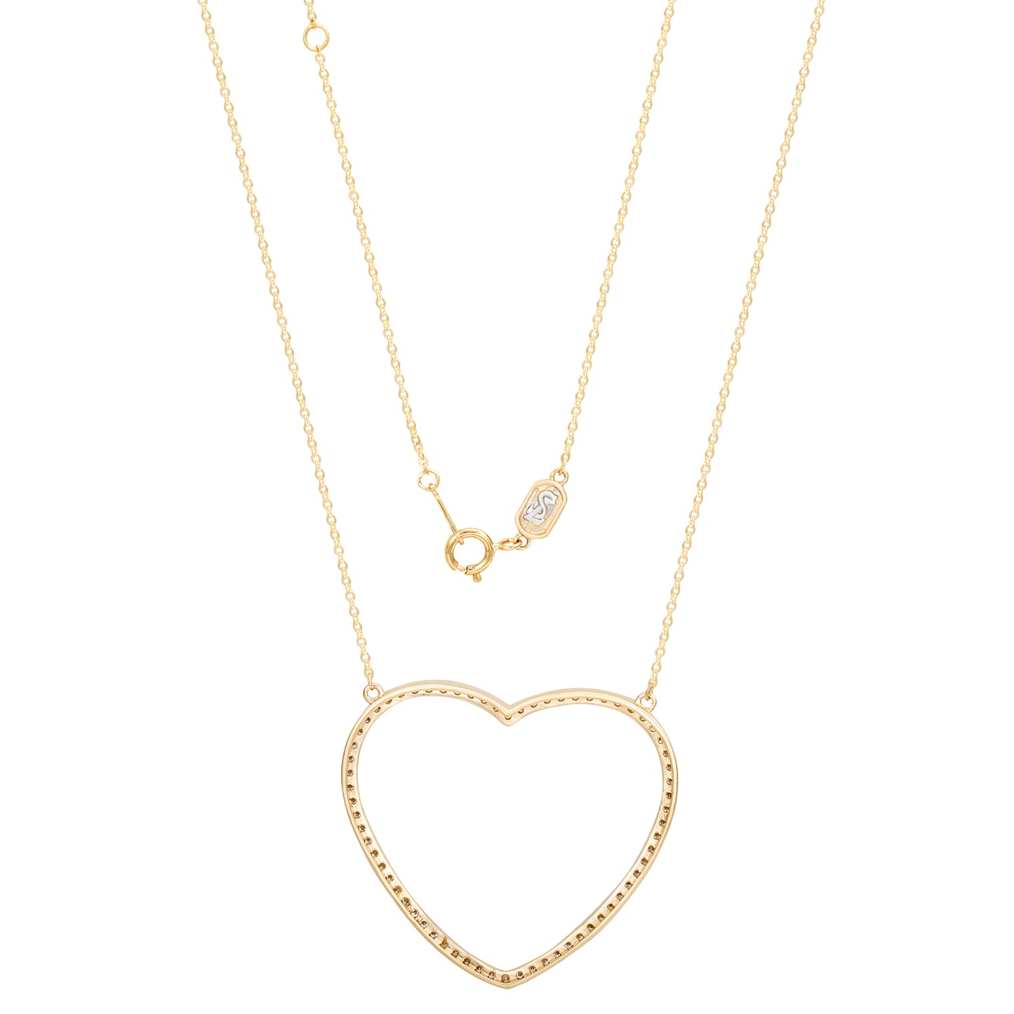 Suzy Levian 14K Yellow Gold & .70cttw Diamond Large Heart Pendant