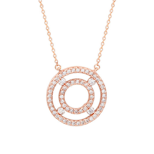 Suzy Levian 14K Rose Gold 0.75 ctw Diamond Double Circle Necklace