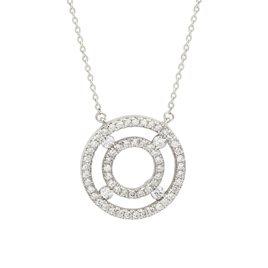 Suzy Levian 14K White Gold 0.75 ctw Diamond Double Circle Necklace