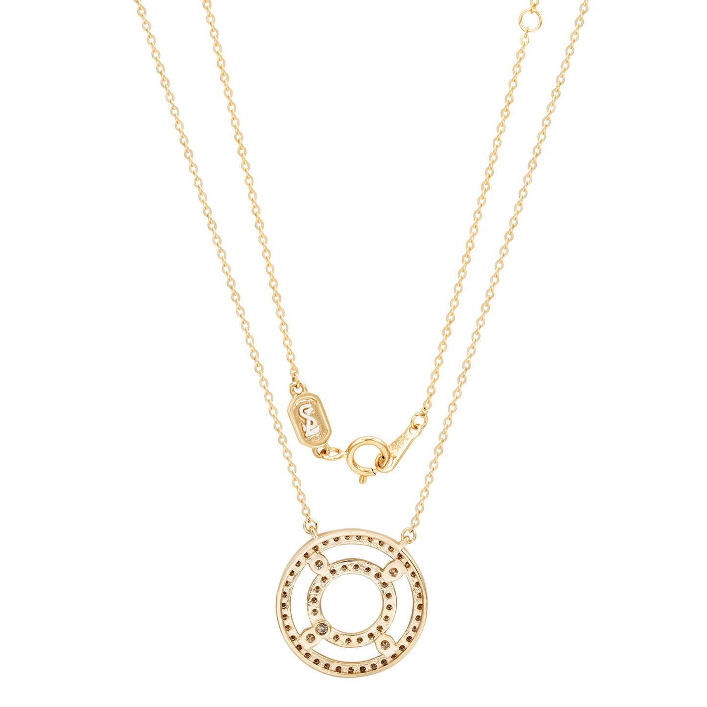 Suzy Levian 14K Yellow Gold 0.75 ctw Diamond Double Circle Necklace