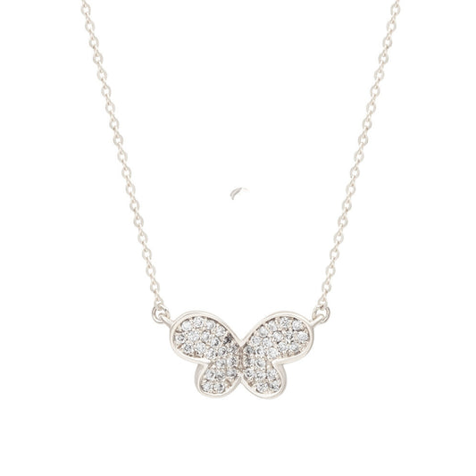 Suzy Levian 14K White Gold 0.20cttw Diamond Butterfly Necklace
