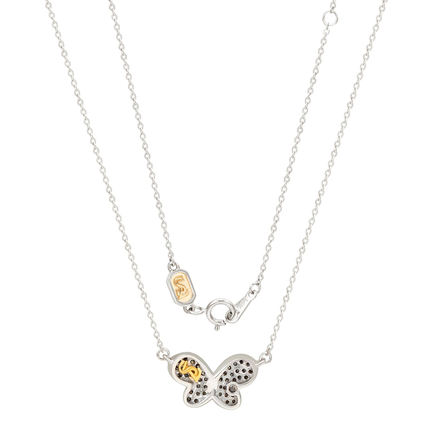 Suzy Levian 14K White Gold 0.20cttw Diamond Butterfly Necklace