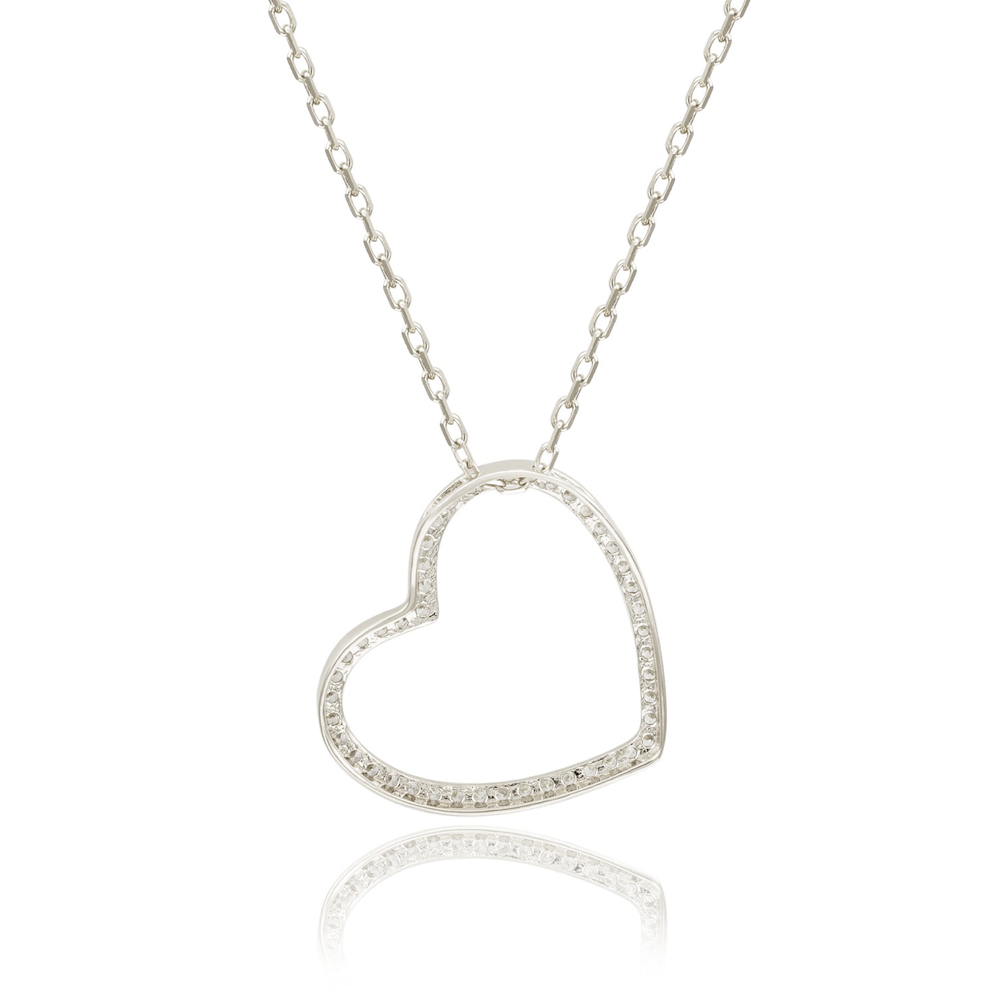 Suzy Levian 14K White Gold & .40cttw Diamond Tilted Heart Pendant