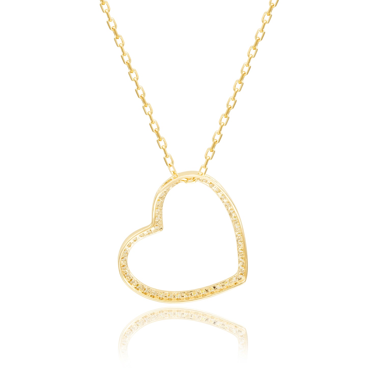 Suzy Levian 14K Yellow Gold & .40cttw Diamond Tilted Heart Pendant