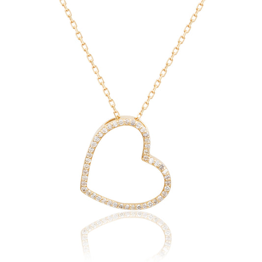 Suzy Levian 14K Yellow Gold 0.25 cttw Diamond Heart Necklace