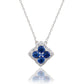 Suzy Levian Sterling Silver Blue Sapphire & Diamond Accent Clover Flower Necklace