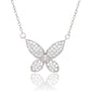 Suzy Levian White Sterling Silver White Cubic Zirconia  Pave Butterfly Necklace