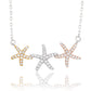 Suzy Levian Sterling Silver White Topaz Tri-Tone Starfish Trio Necklace