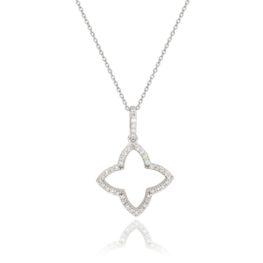 Suzy Levian 14K White Gold .30ttw Diamond Clover Pendant