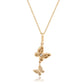 Suzy Levian 14K Yellow Gold 0.40cttw Diamond Double Butterfly Pendant