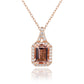 Suzy Levian Rose Sterling Silver Brown Cubic Zirconia Halo Pendant