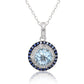 Suzy Levian Sterling Silver Round Cut Blue Topaz And Sapphire Accent Pendant