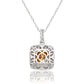 Suzy Levian Sterling Silver Cushion Cut Orange Citrine And Sapphire Accent Pendant