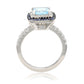 Suzy Levian Sterling Silver Cushion Cut Blue Topaz and Sapphire Accent Ring