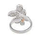 Suzy Levian Sterling Silver Cubic Zirconia Double Butterfly Ring