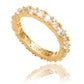 Suzy Levian Yellow Sterling Silver White Cubic Zirconia Round Baguette Alternating Eternity Band