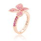 Suzy Levian Rose Sterling Silver Pink Sapphire Flower Ring