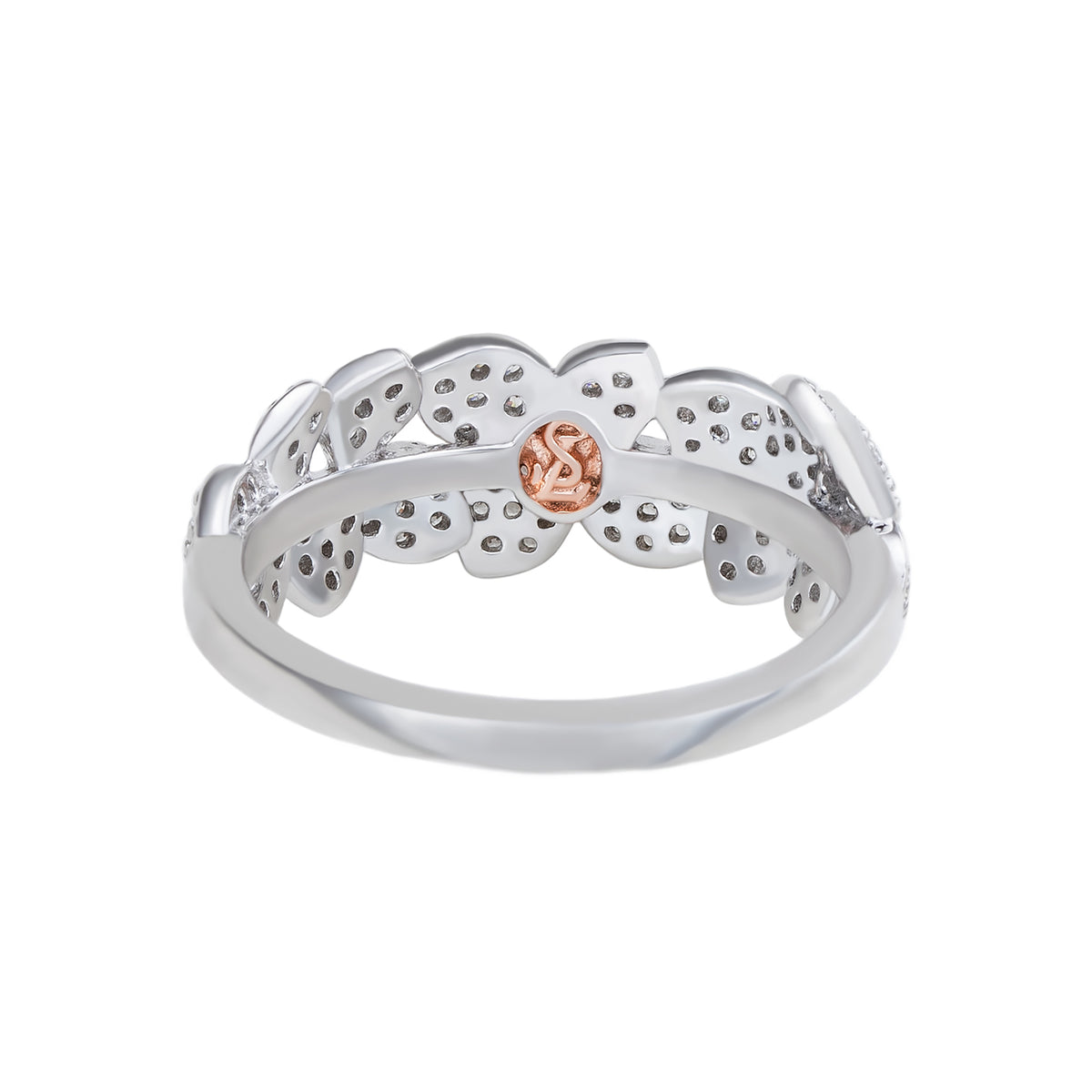 Suzy Levian Sterling Silver Cubic Zirconia Multi Flower Band Ring