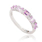 Suzy Levian Sterling Silver Pink Sapphire and Diamond Accent Half Eternity Band