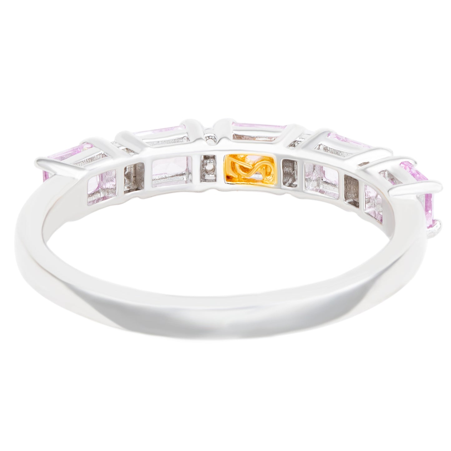 Suzy Levian Sterling Silver Pink Sapphire and Diamond Accent Half Eternity Band