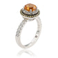 Suzy Levian Sterling Silver Orange Citrine Round Cut and Sapphire Ring
