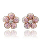 Suzy Levian Sterling Silver Pink Sapphire Created White Sapphire Flower Earrings