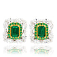 Suzy Levian Two Tone Sterling Silver Multi Cut Green & White Cubic Zirconia Cluster Earrings
