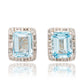 Suzy Levian Sterling Silver Emerald Cut Blue Topaz And White Topaz Stud Earrings