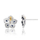 Suzy Levian Sterling Silver Blue Sapphire Created White Sapphire Petite Flower Earrings