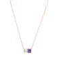 Suzy Levian Rose Sterling Silver White Topaz & Purple Amethyst Two Stone Necklace