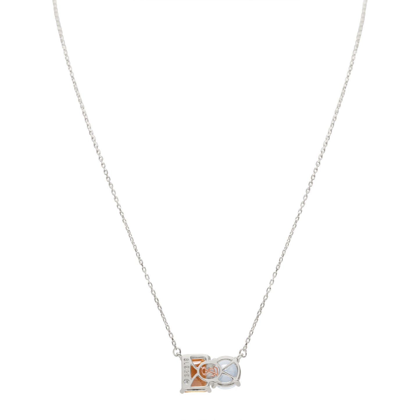 Suzy Levian Sterling Silver White Topaz & Orange Citrine Two Stone Necklace