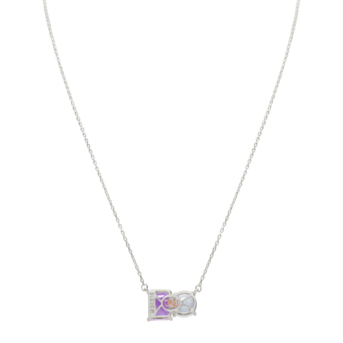 Suzy Levian Sterling Silver White Topaz & Purple Amethyst Two Stone Necklace