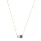 Suzy Levian Yellow Sterling Silver White Topaz & Purple Amethyst Two Stone Necklace