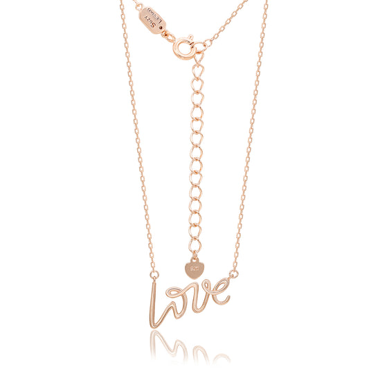Suzy Levian Rose Sterling Silver "LOVE" Necklace