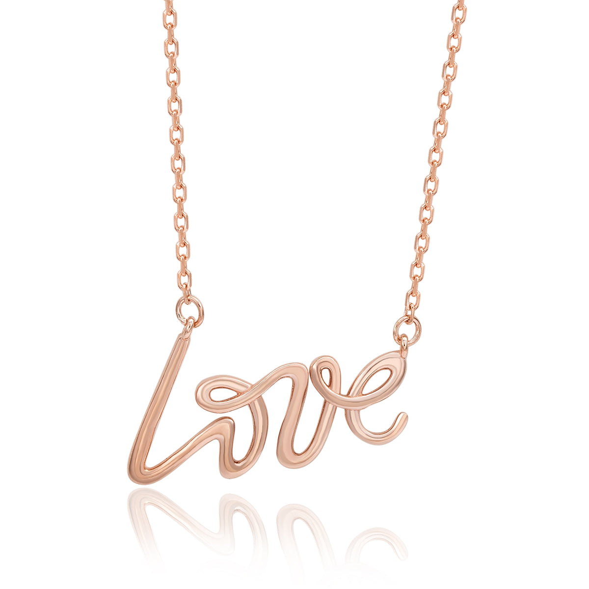 Suzy Levian Rose Sterling Silver "LOVE" Necklace