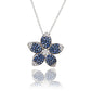 Suzy Levian Sterling Silver Sapphire and Created White Sapphire Large Flower Pendant