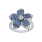 Suzy Levian Sterling Silver Blue Sapphire & White Sapphire Flower Ring