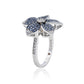Suzy Levian Sterling Silver Blue Sapphire & White Sapphire Flower Ring