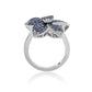 Suzy Levian Sterling Silver Blue Sapphire & White Sapphire Flower Ring