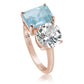Suzy Levian Rose Sterling Silver White Topaz & Blue Topaz Two Stone Ring
