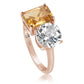 Suzy Levian Rose Sterling Silver White Topaz & Orange Citrine Two Stone Ring