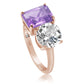 Suzy Levian Rose Sterling Silver White Topaz & Purple Amethyst Two Stone Ring