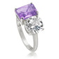Suzy Levian Sterling Silver White Topaz & Purple Amethyst Two Stone Ring