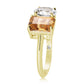 Suzy Levian Yellow Sterling Silver White Topaz & Orange Citrine Two Stone Ring