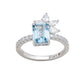 Suzy Levian Sterling Silver Aqua & White Cubic Zirconia Ring