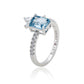 Suzy Levian Sterling Silver Aqua & White Cubic Zirconia Ring