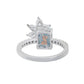 Suzy Levian Sterling Silver Aqua & White Cubic Zirconia Ring