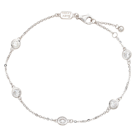 Suzy Levian 1 Cttw 14K White Gold Diamond Station Bracelet