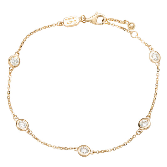 Suzy Levian 1 Cttw 14K Yellow Gold Diamond Station Bracelet